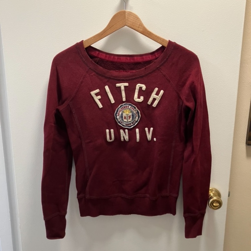 Abercrombie & Fitch Maroon 'Fitch Univ.' Crewneck Sweatshirt